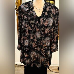 Vintage R&M Richards Party Blazer Open Jacket with Floral Gold Detail USA 22W